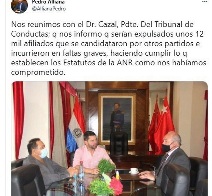 Pedro Alliana anuncia que habrá unos 12.000 expulsados en la ANR