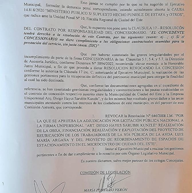 POLÍTICA: Junta aprueba revocar la concesión del Shopping Box y Estacionamiento del Este